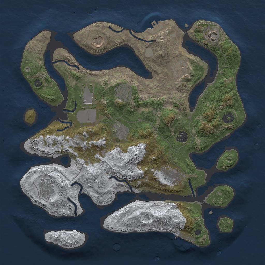 Rust Map: Procedural Map, Size: 3550, Seed: 321285, 18 Monuments