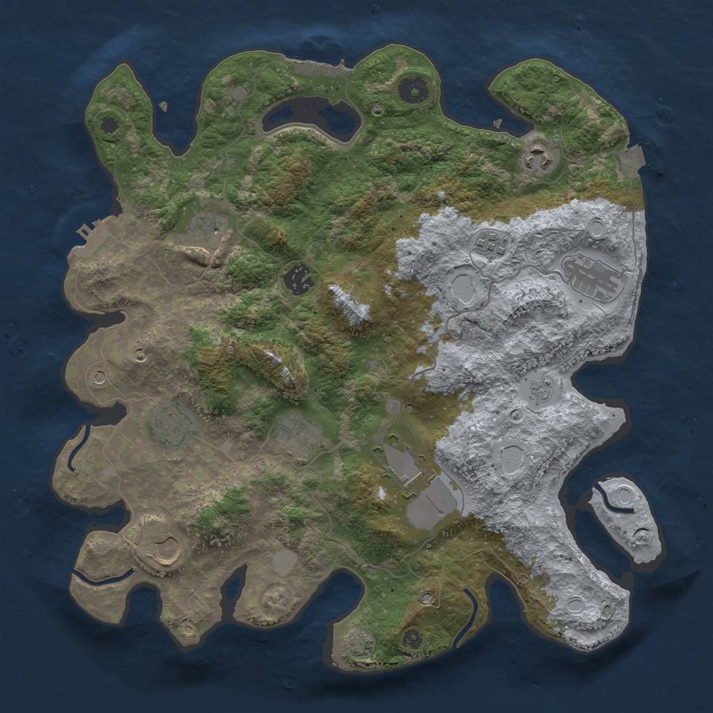Rust Map: Procedural Map, Size: 3700, Seed: 1620677053, 17 Monuments