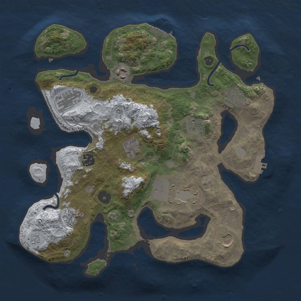 Rust Map: Procedural Map, Size: 3500, Seed: 3722660, 18 Monuments