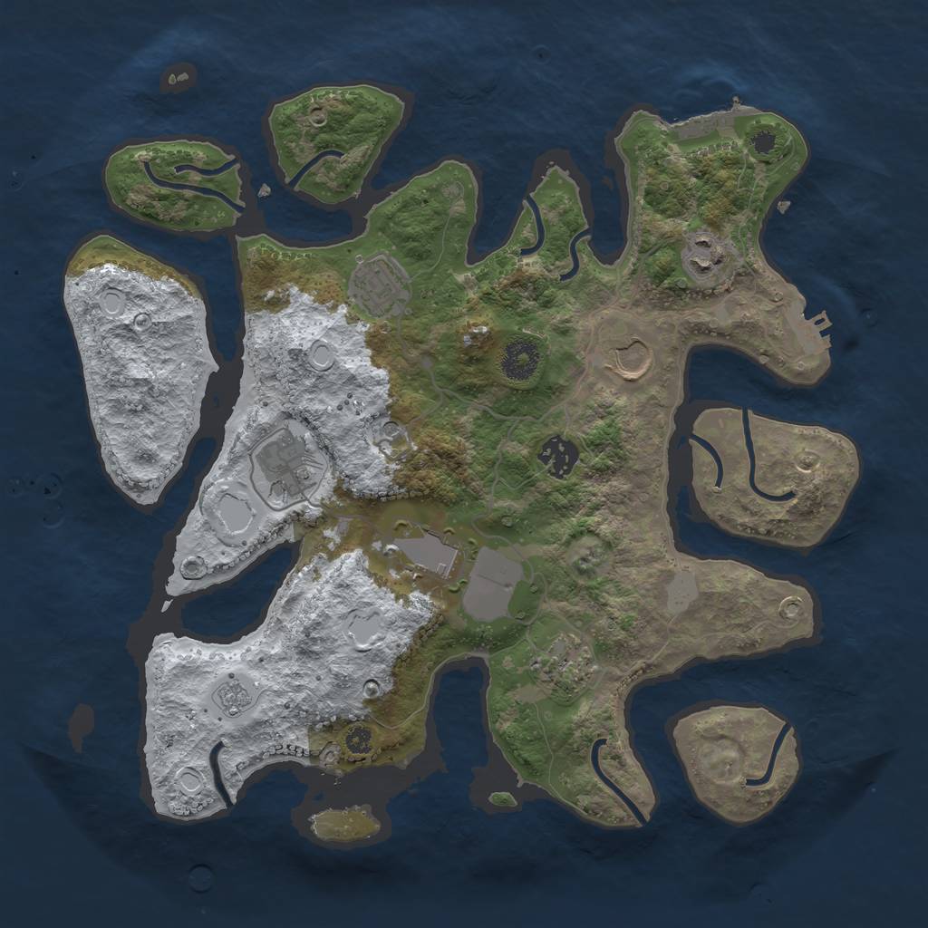 Rust Map: Procedural Map, Size: 3500, Seed: 6316034, 16 Monuments