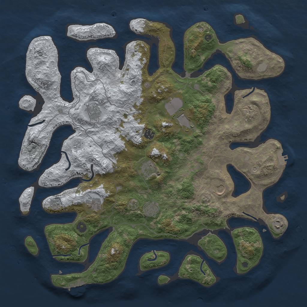 Rust Map: Procedural Map, Size: 4500, Seed: 3884015, 19 Monuments