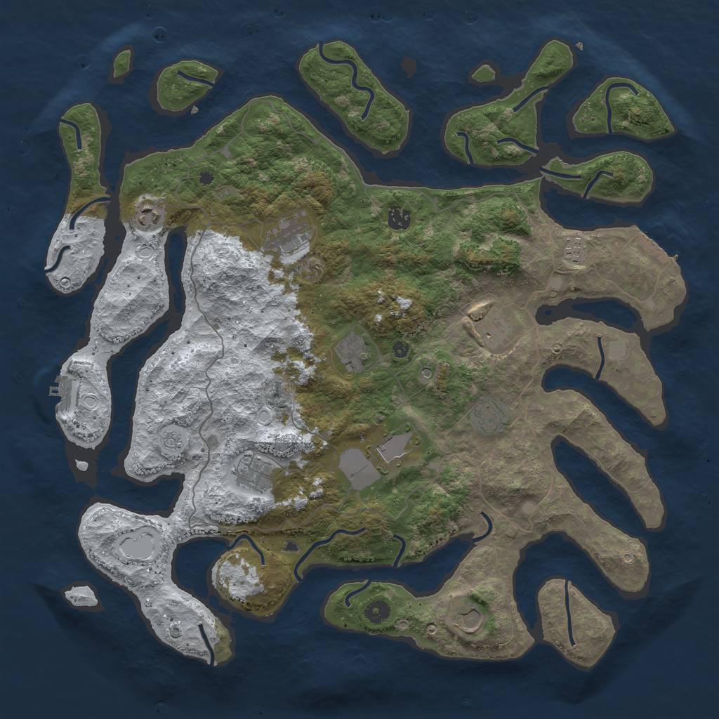 Rust Map: Procedural Map, Size: 4500, Seed: 400132576, 19 Monuments
