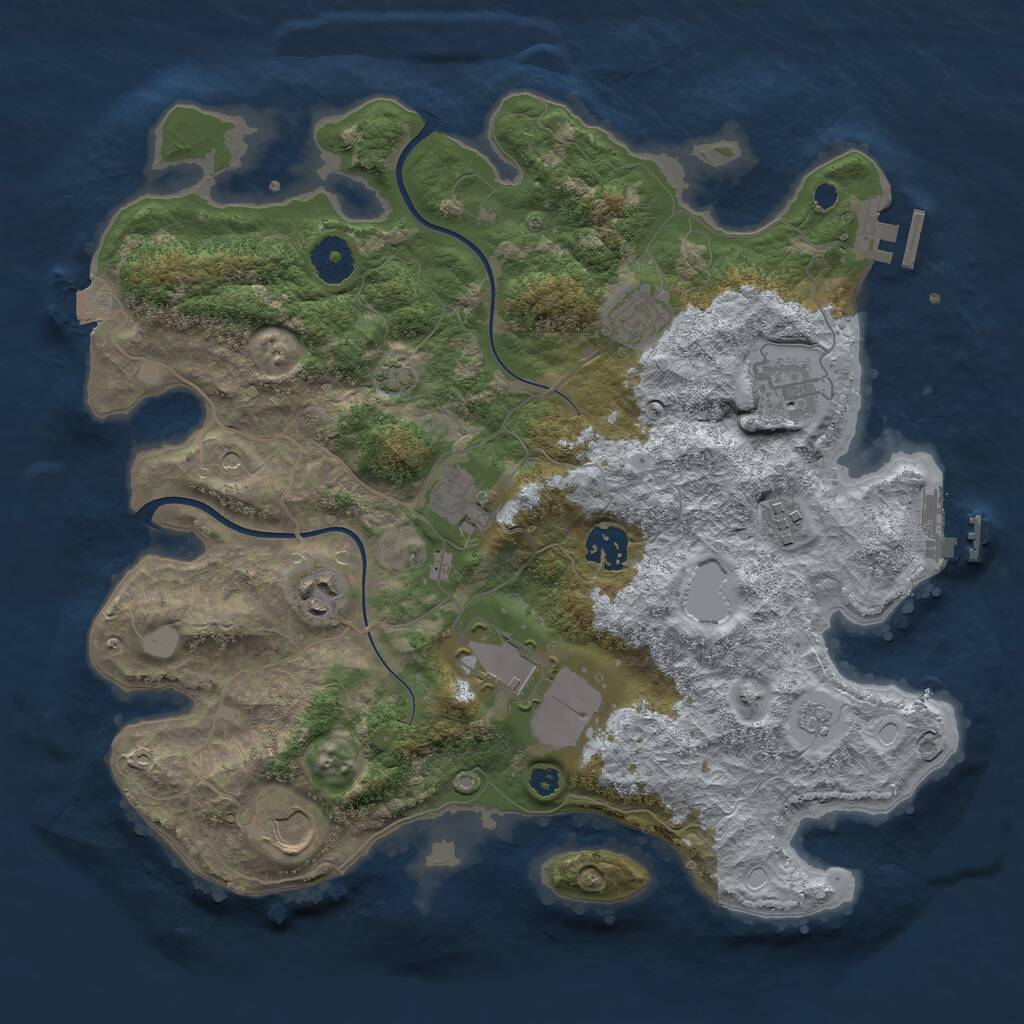 Rust Map: Procedural Map, Size: 3500, Seed: 41320, 14 Monuments