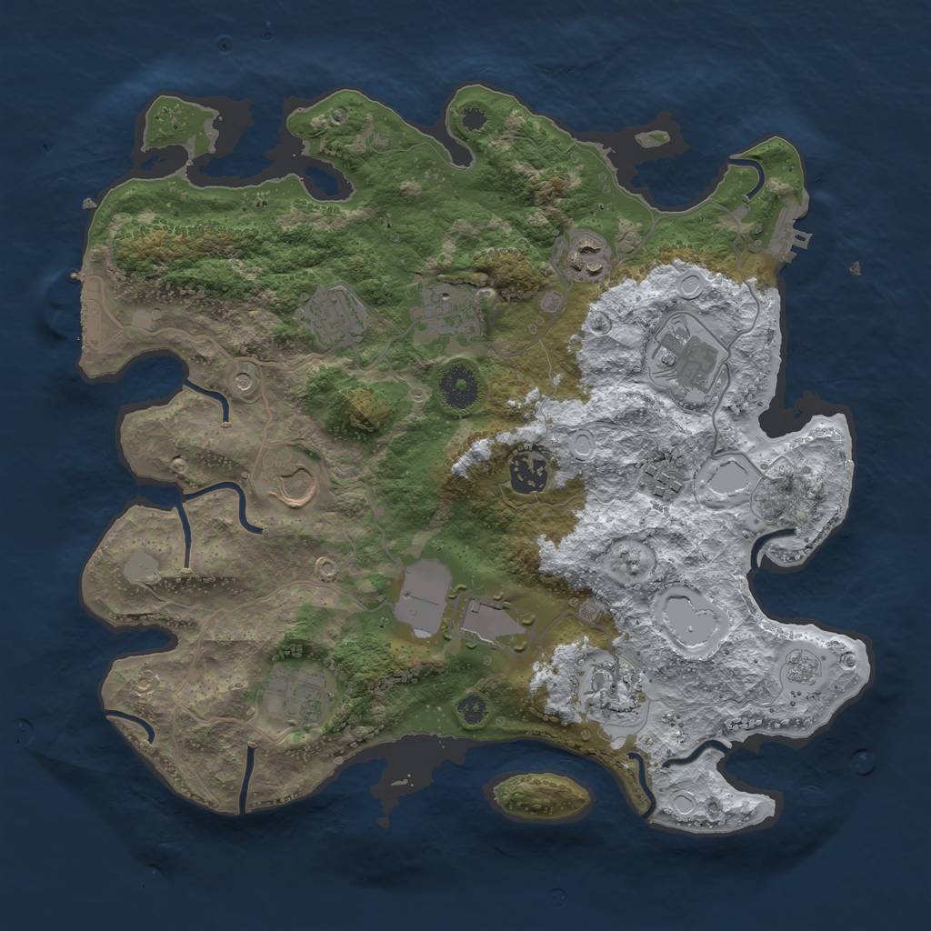 Rust Map: Procedural Map, Size: 3500, Seed: 41320, 19 Monuments