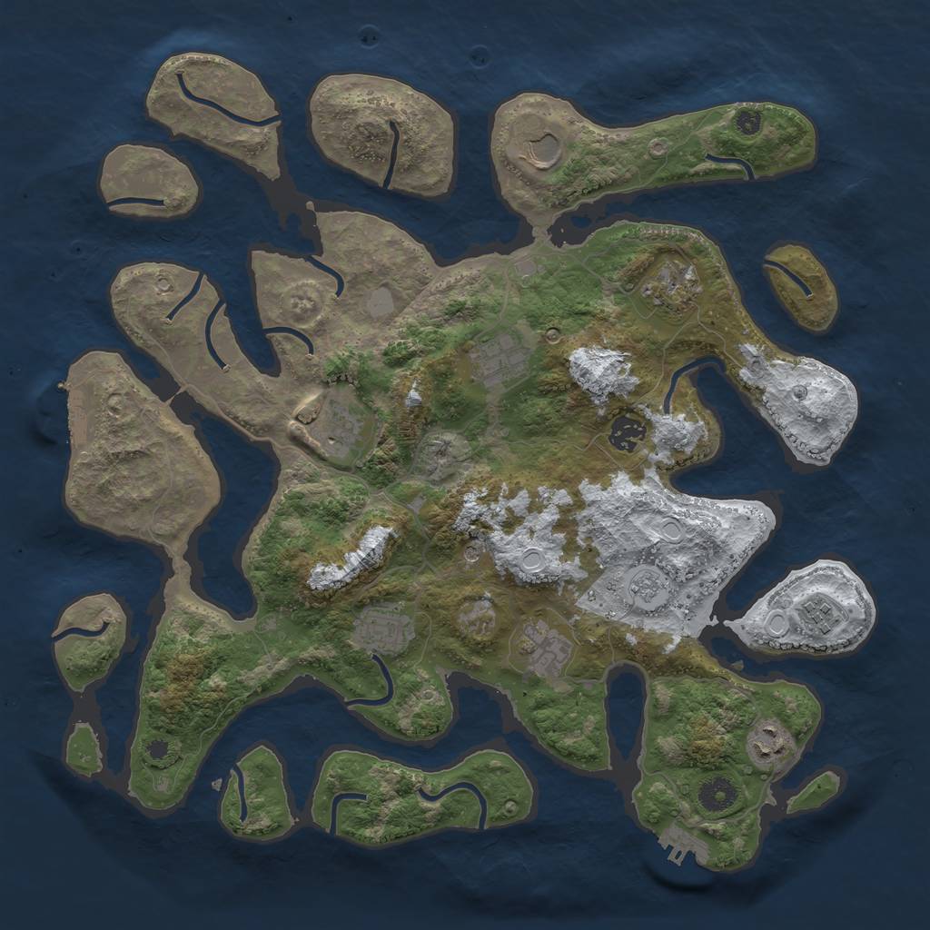 Rust Map: Procedural Map, Size: 3900, Seed: 4910812, 18 Monuments