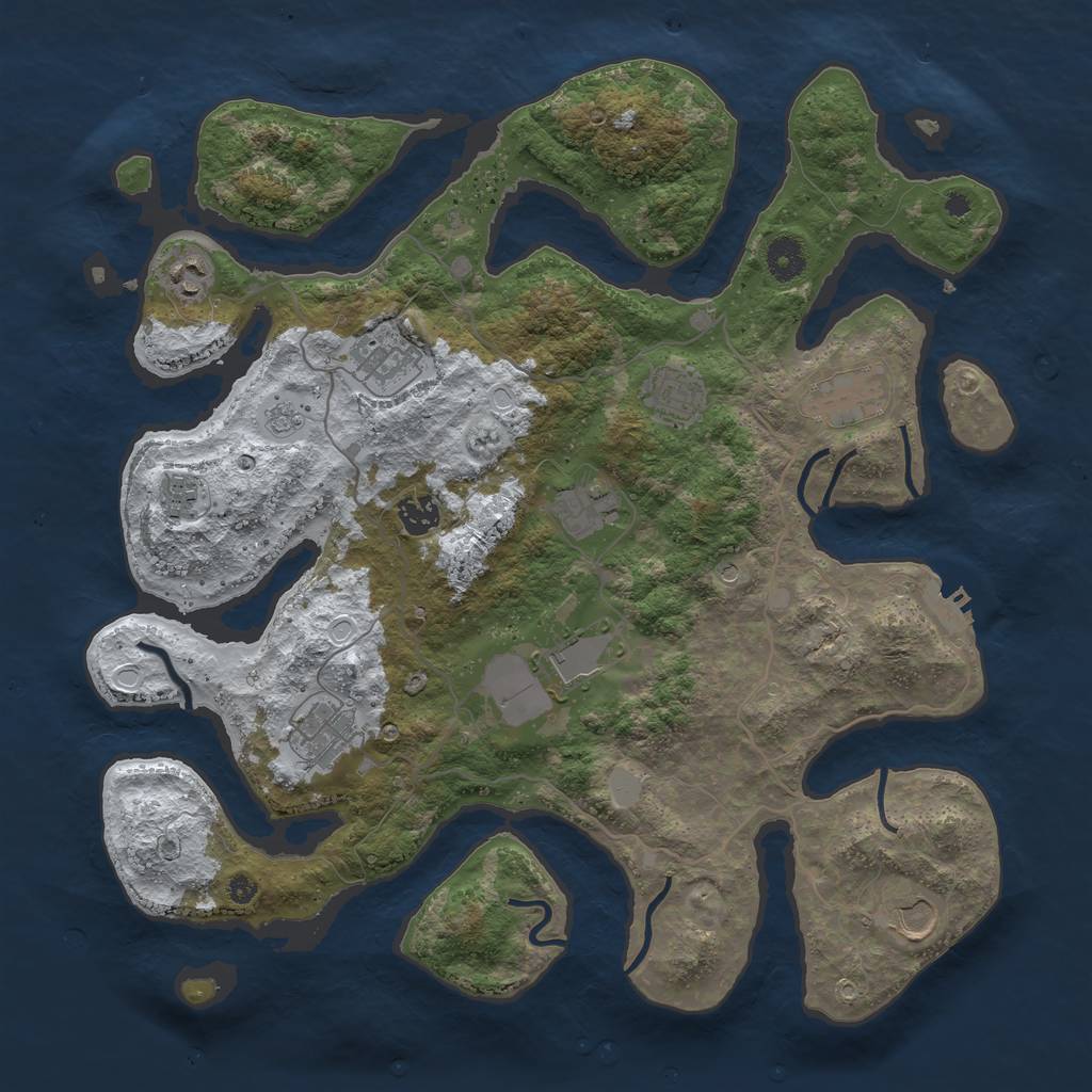 Rust Map: Procedural Map, Size: 4000, Seed: 1075638604, 18 Monuments