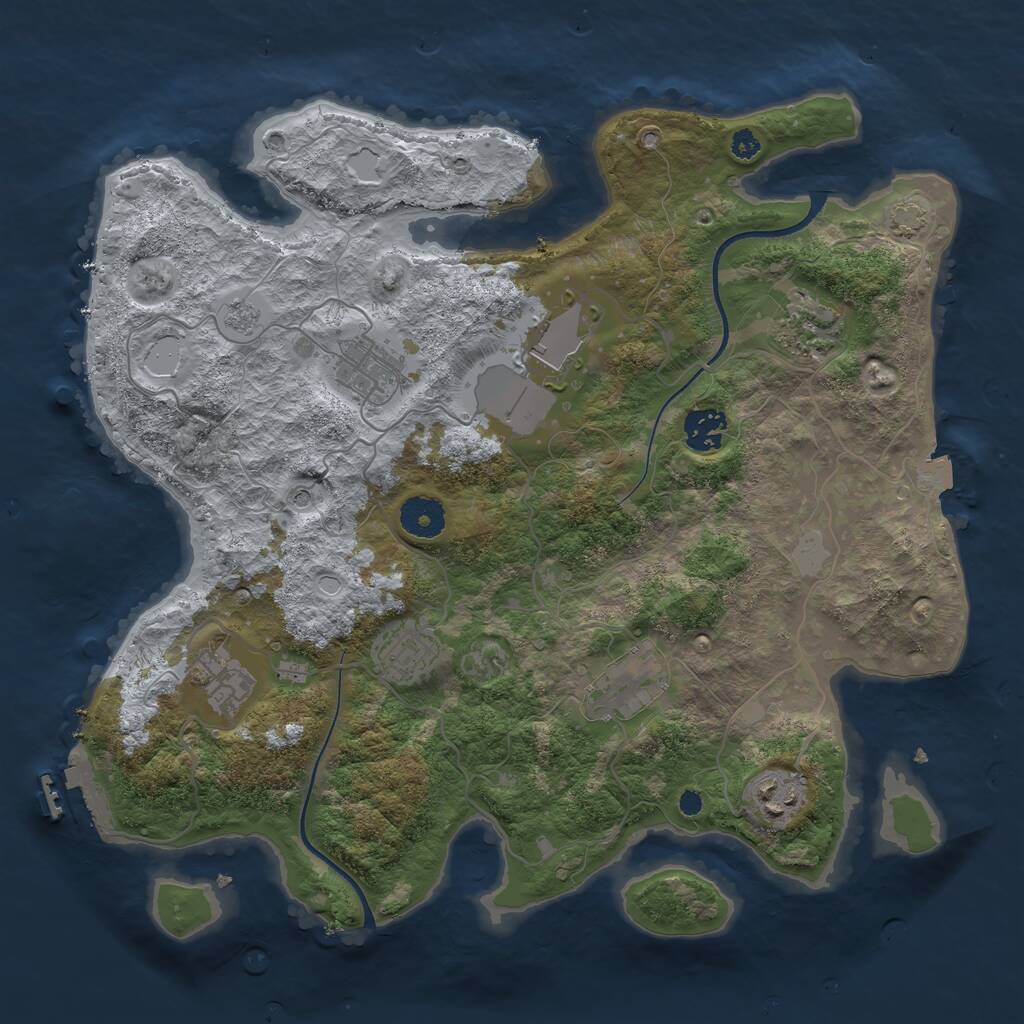 Rust Map: Procedural Map, Size: 3550, Seed: 647168, 13 Monuments