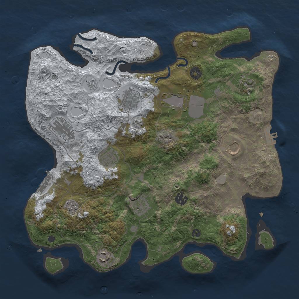 Rust Map: Procedural Map, Size: 3550, Seed: 647168, 18 Monuments