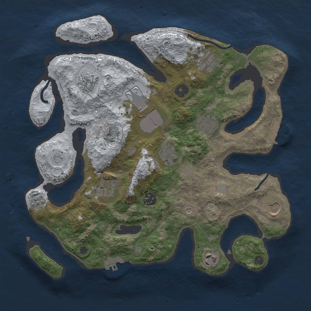 Rust Map: Procedural Map, Size: 3500, Seed: 676734290, 19 Monuments