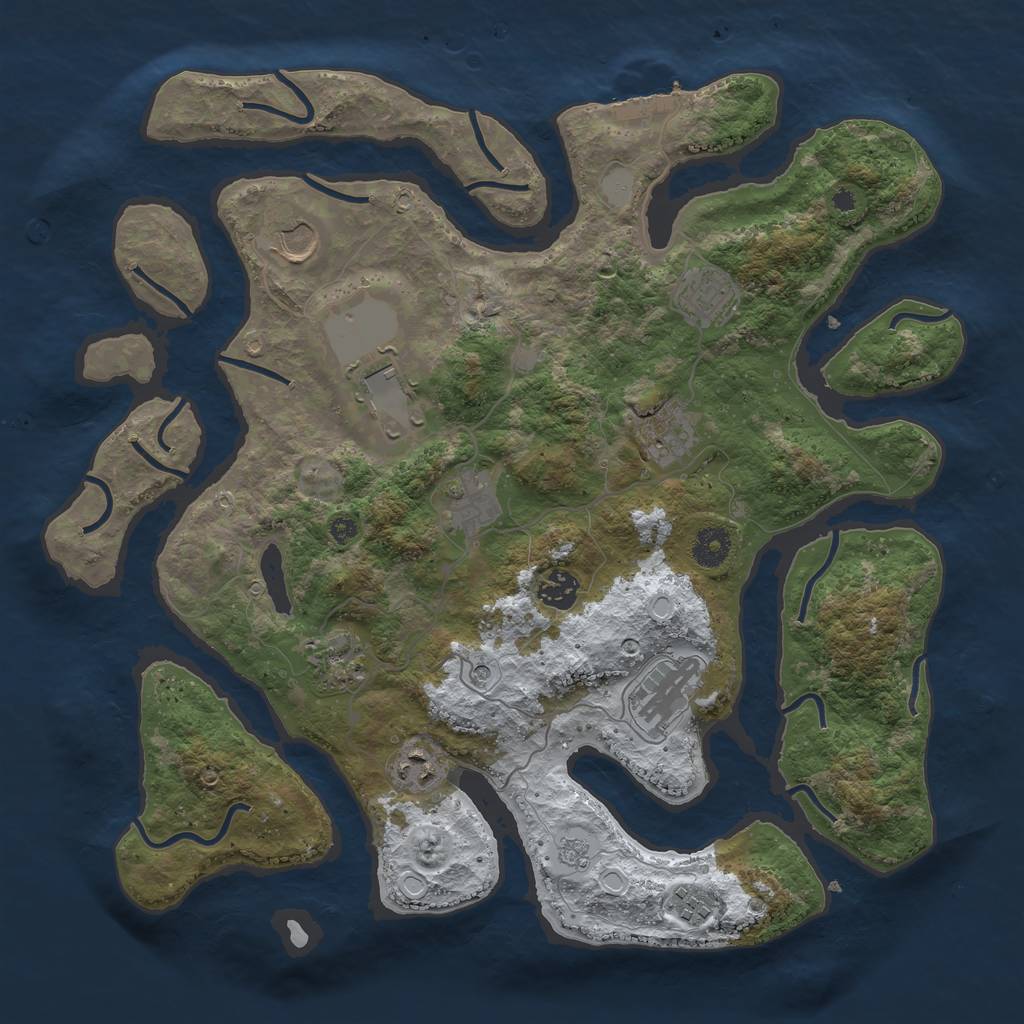 Rust Map: Procedural Map, Size: 3850, Seed: 615048233, 18 Monuments