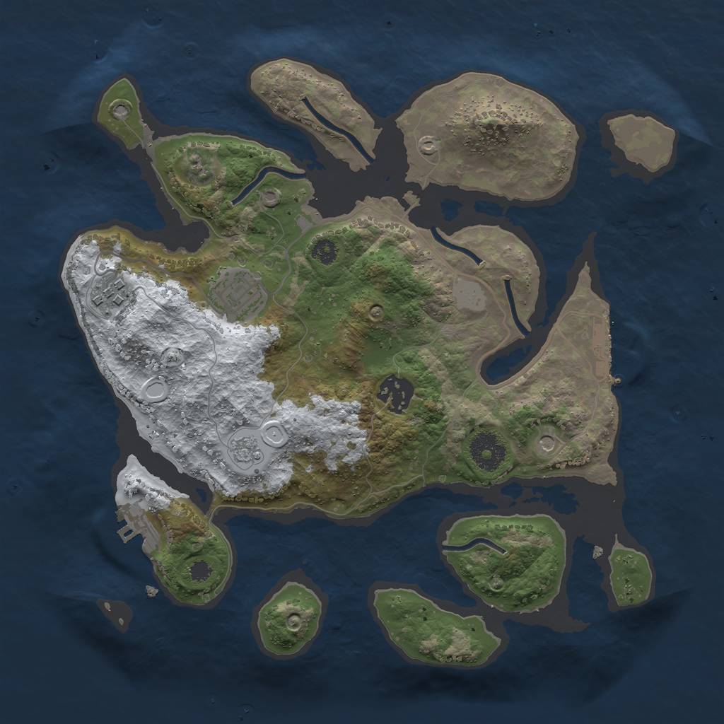 Rust Map: Procedural Map, Size: 3000, Seed: 676571047, 12 Monuments