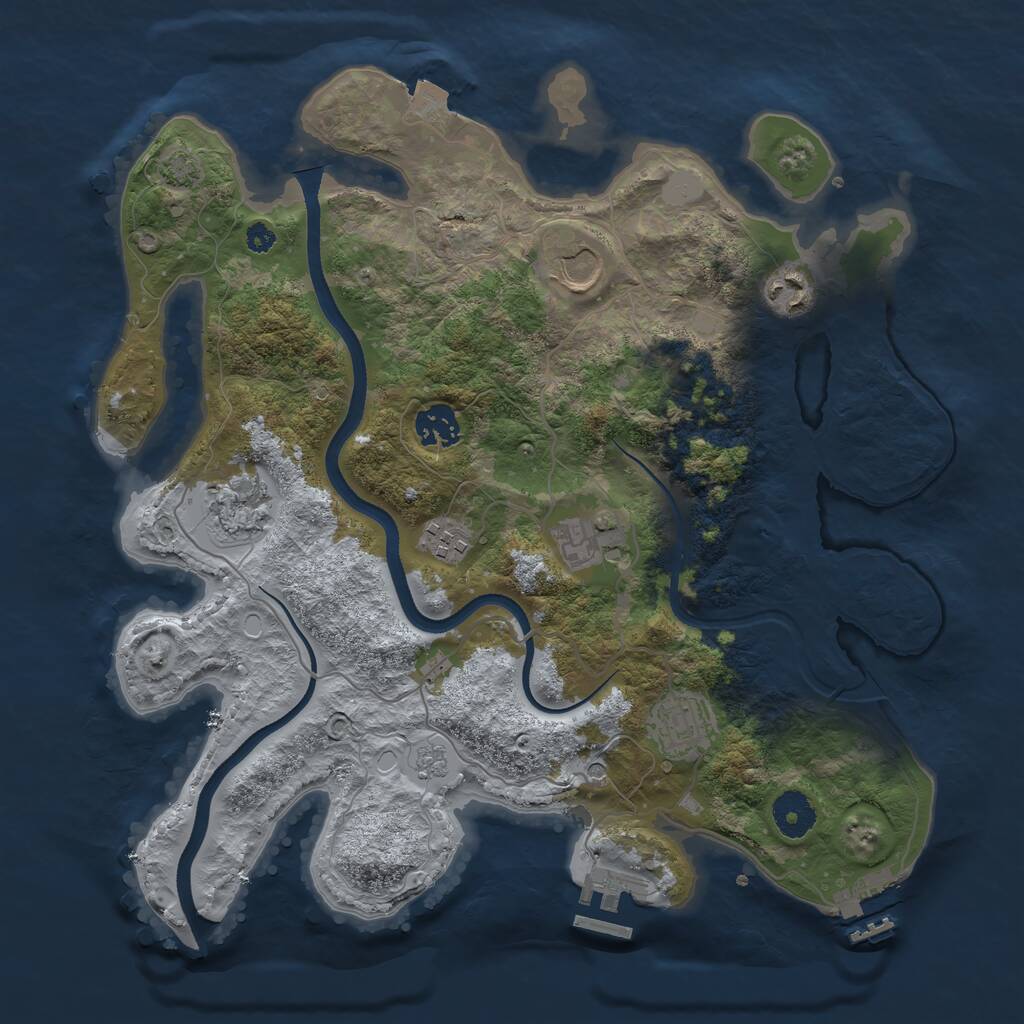 Rust Map: Procedural Map, Size: 3500, Seed: 112233, 13 Monuments