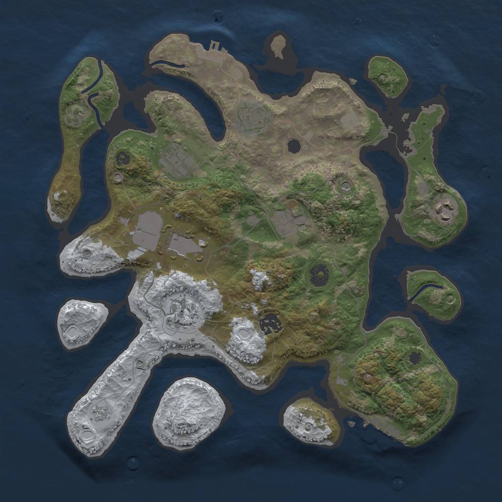 Rust Map: Procedural Map, Size: 3500, Seed: 112233, 16 Monuments