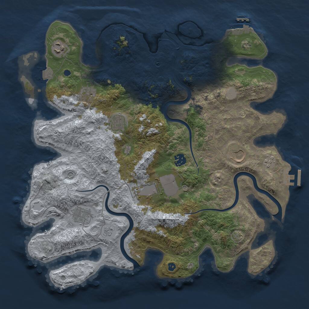 Rust Map: Procedural Map, Size: 3800, Seed: 447590877, 14 Monuments