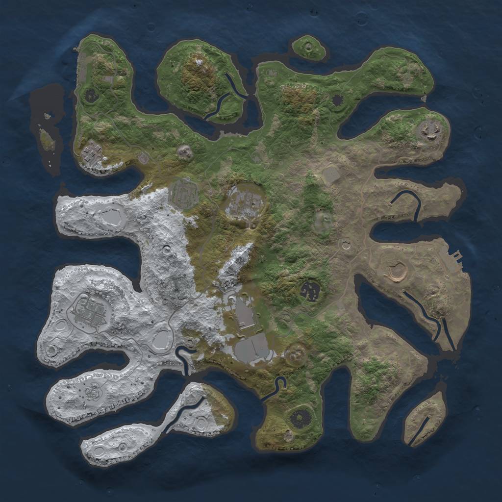 Rust Map: Procedural Map, Size: 3800, Seed: 447590877, 17 Monuments