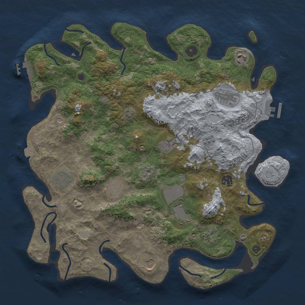 Rust Map: Procedural Map, Size: 4000, Seed: 12810, 18 Monuments