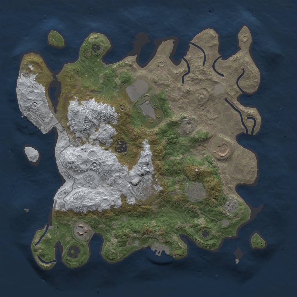 Rust Map: Procedural Map, Size: 3500, Seed: 6394257, 16 Monuments