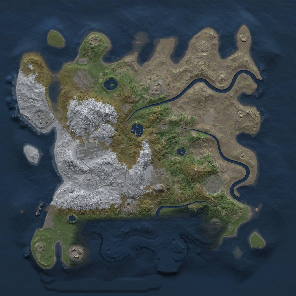 Rust Map: Procedural Map, Size: 3500, Seed: 6394257, 13 Monuments