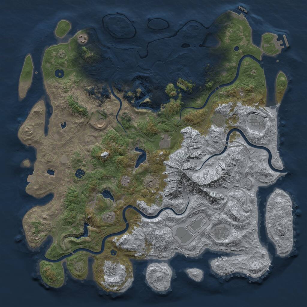 Rust Map: Procedural Map, Size: 5000, Seed: 10022022, 16 Monuments
