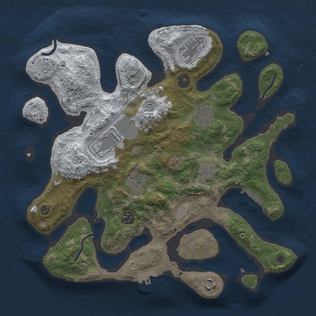 Rust Map: Procedural Map, Size: 3500, Seed: 937383415, 16 Monuments