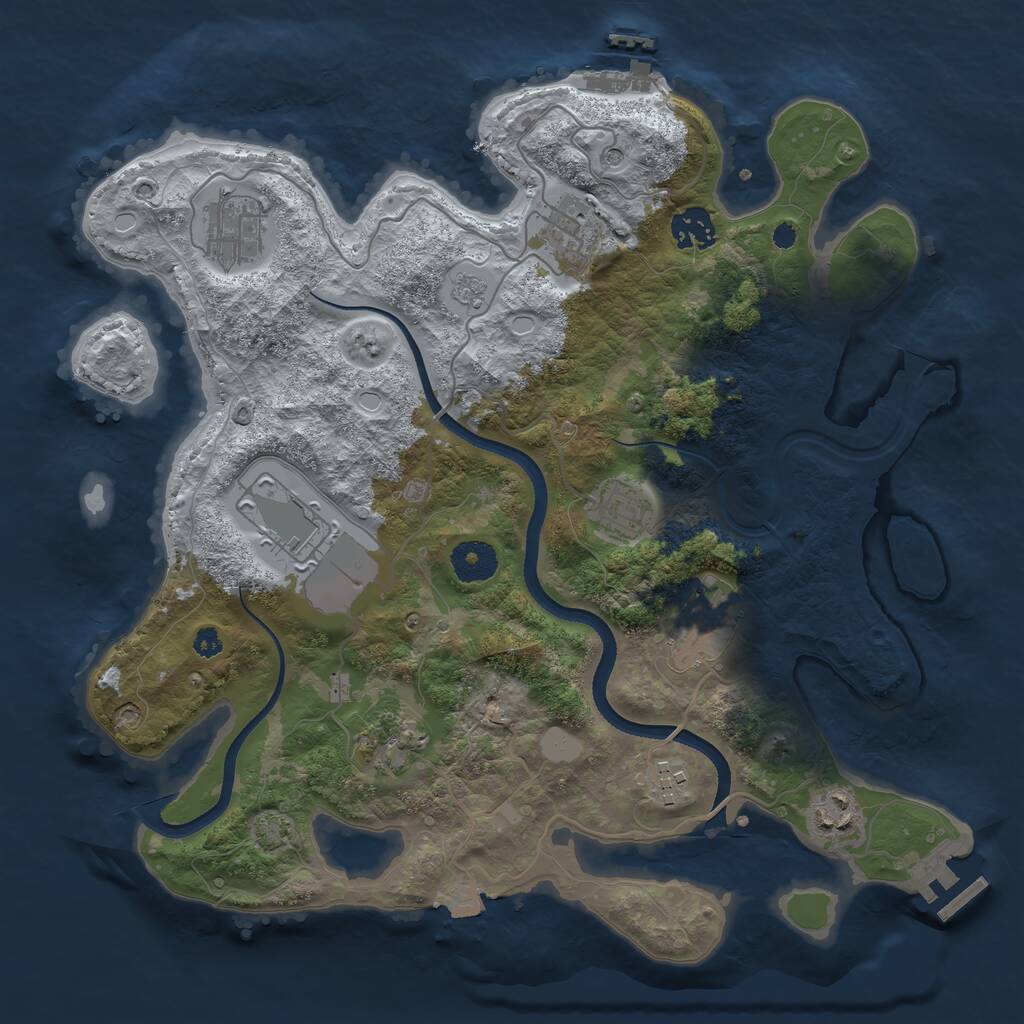 Rust Map: Procedural Map, Size: 3500, Seed: 937383415, 15 Monuments