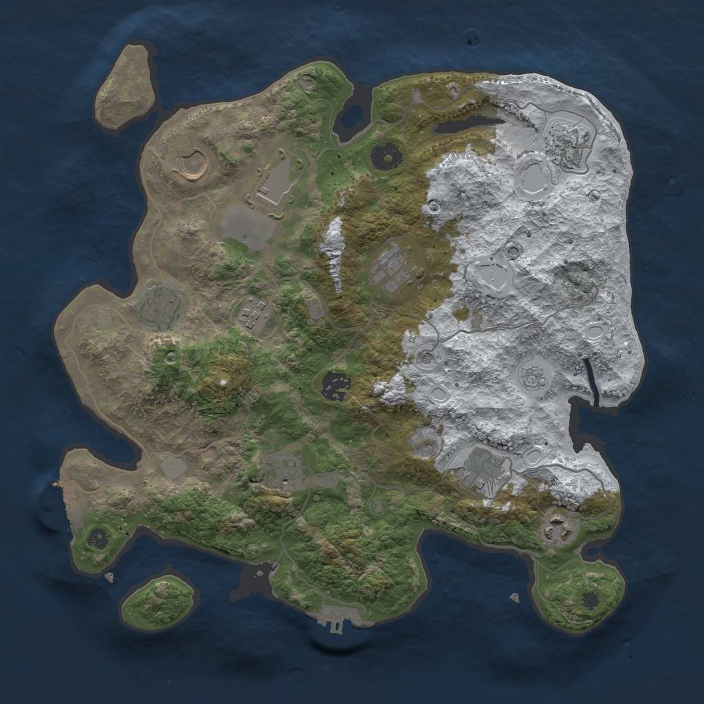 Rust Map: Procedural Map, Size: 3550, Seed: 379829, 19 Monuments