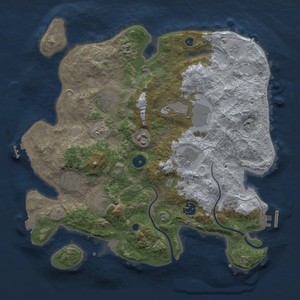 Rust Map: Procedural Map, Size: 3550, Seed: 379829, 14 Monuments