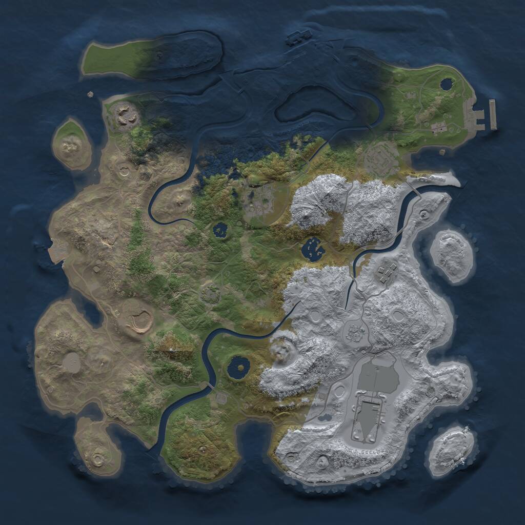 Rust Map: Procedural Map, Size: 3500, Seed: 2087032985, 13 Monuments