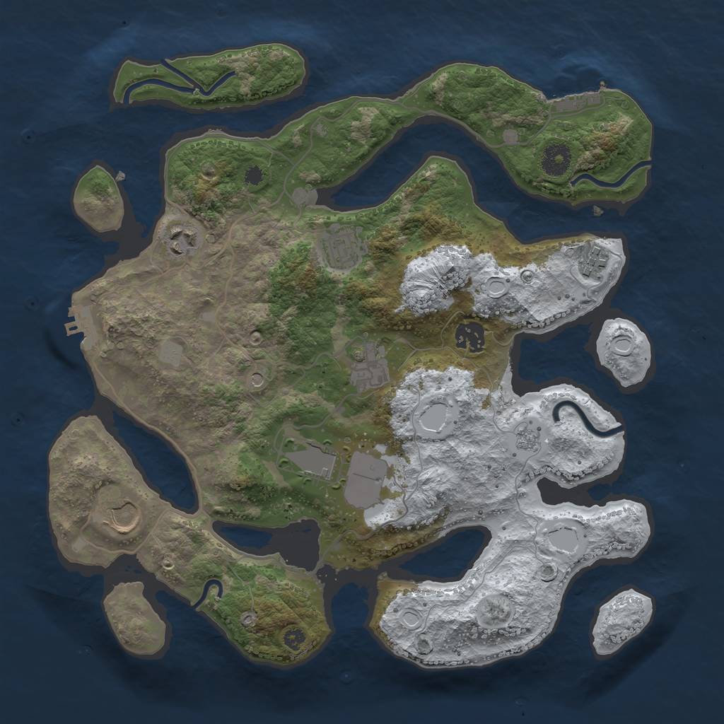 Rust Map: Procedural Map, Size: 3500, Seed: 2087032985, 16 Monuments