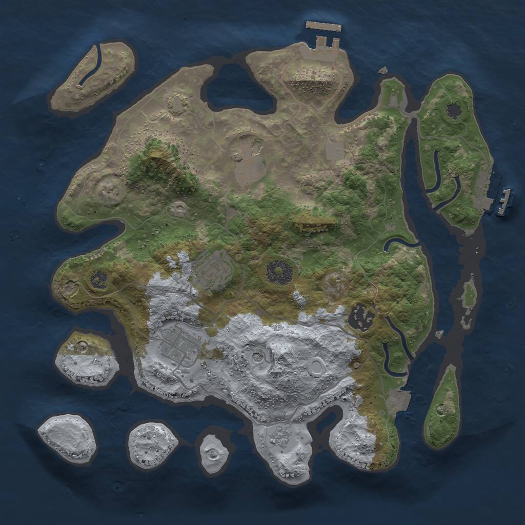 Rust Map: Procedural Map, Size: 3000, Seed: 1286537437, 10 Monuments