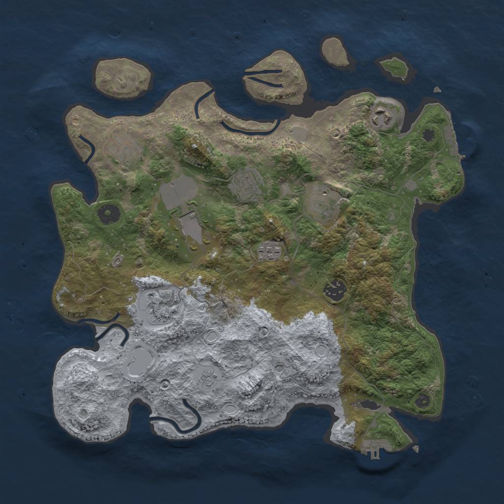 Rust Map: Procedural Map, Size: 3550, Seed: 636197, 17 Monuments