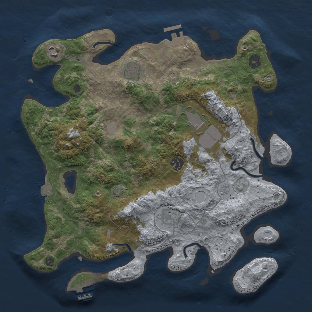 Rust Map: Procedural Map, Size: 3500, Seed: 1918803893, 11 Monuments