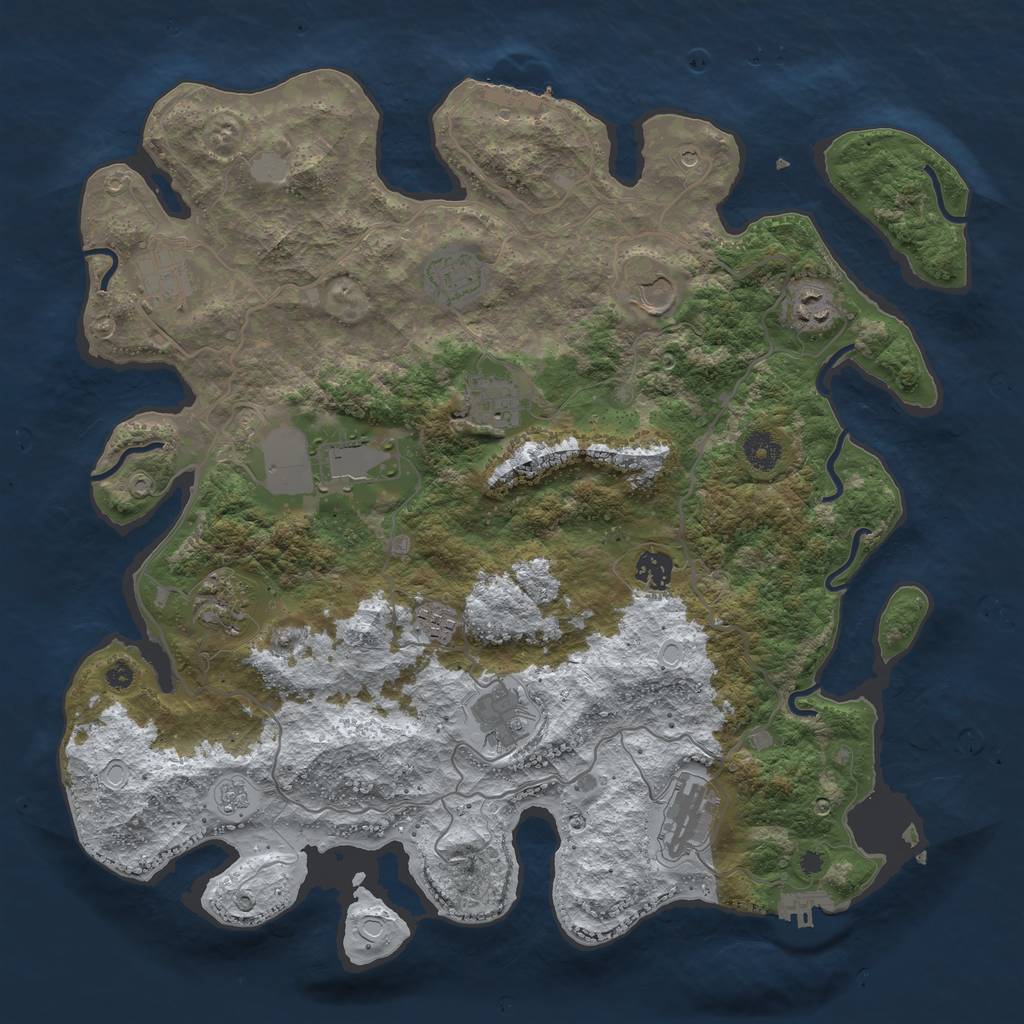 Rust Map: Procedural Map, Size: 4000, Seed: 1294259405, 20 Monuments