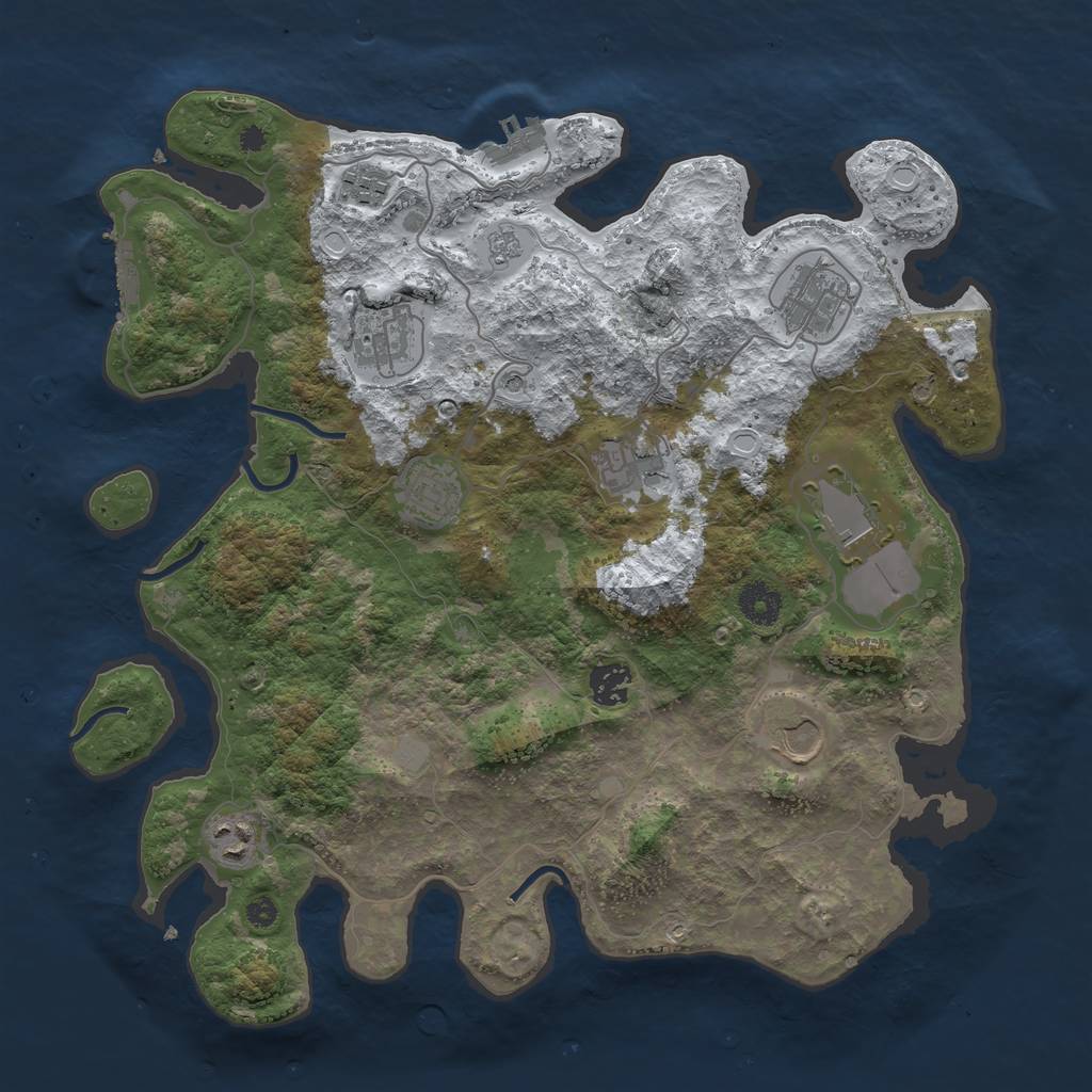 Rust Map: Procedural Map, Size: 3750, Seed: 18216361, 18 Monuments