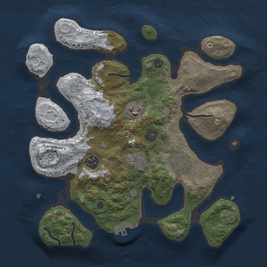 Rust Map: Procedural Map, Size: 3000, Seed: 354983880, 12 Monuments