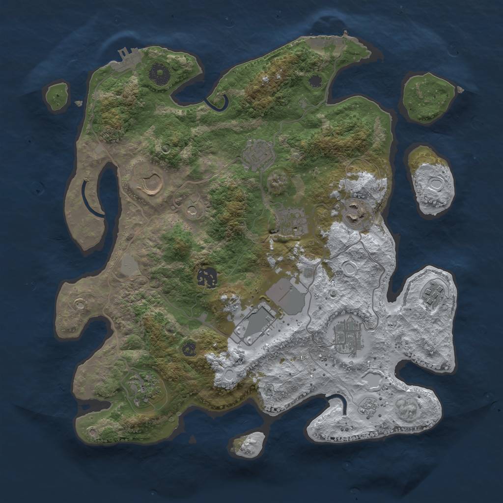 Rust Map: Procedural Map, Size: 3500, Seed: 202364338, 18 Monuments