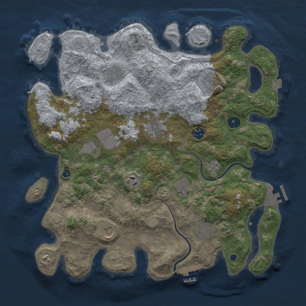 Rust Map: Procedural Map, Size: 3850, Seed: 1888028254, 16 Monuments