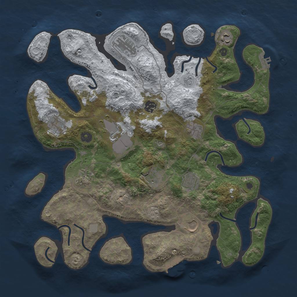 Rust Map: Procedural Map, Size: 3850, Seed: 1888028254, 20 Monuments