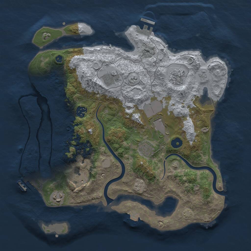 Rust Map: Procedural Map, Size: 3500, Seed: 854337208, 14 Monuments