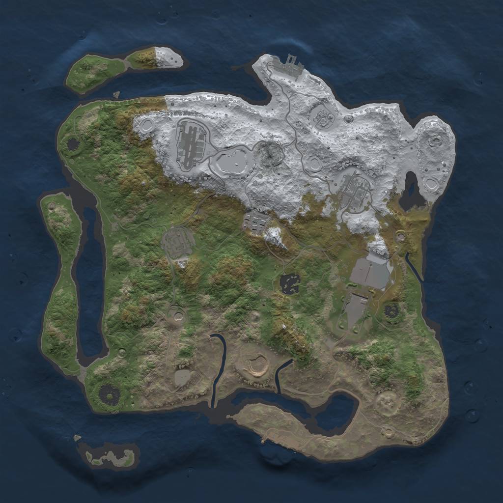 Rust Map: Procedural Map, Size: 3500, Seed: 854337208, 16 Monuments