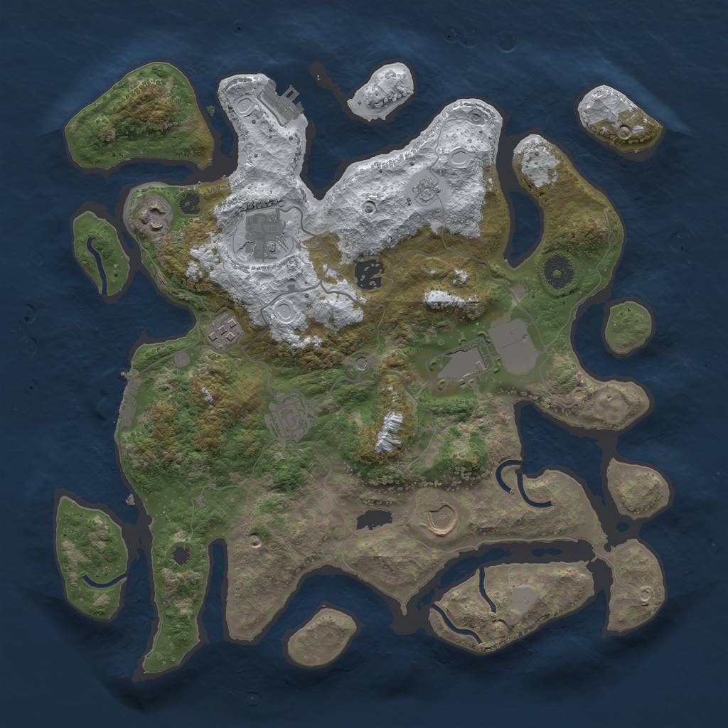 Rust Map: Procedural Map, Size: 3550, Seed: 936471, 16 Monuments