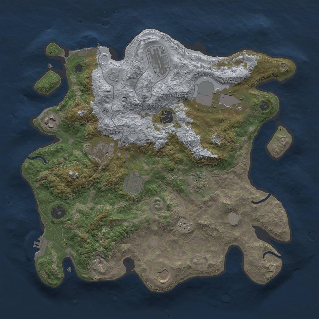 Rust Map: Procedural Map, Size: 3500, Seed: 3496752, 18 Monuments