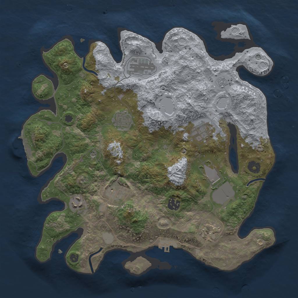 Rust Map: Procedural Map, Size: 3500, Seed: 2524, 15 Monuments