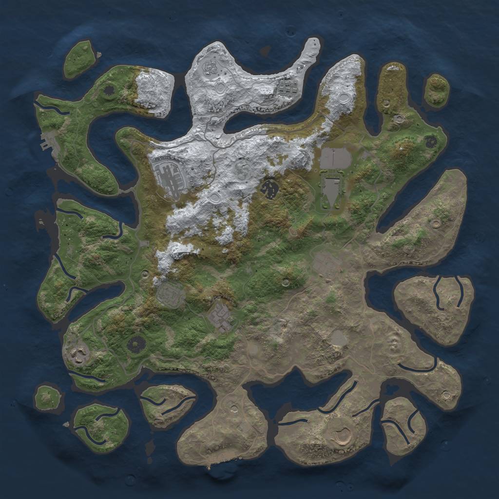 Rust Map: Procedural Map, Size: 4200, Seed: 98928937, 18 Monuments