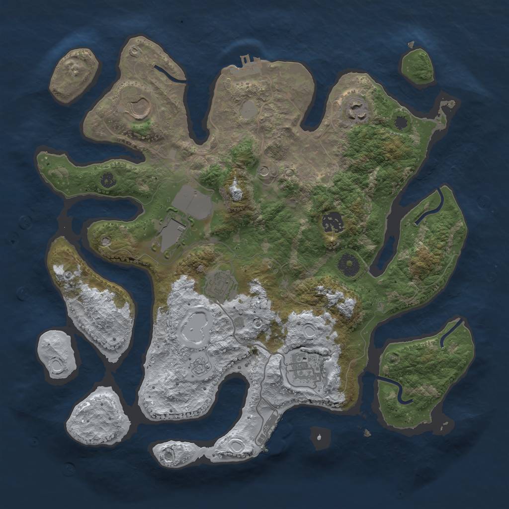 Rust Map: Procedural Map, Size: 3500, Seed: 16609, 15 Monuments