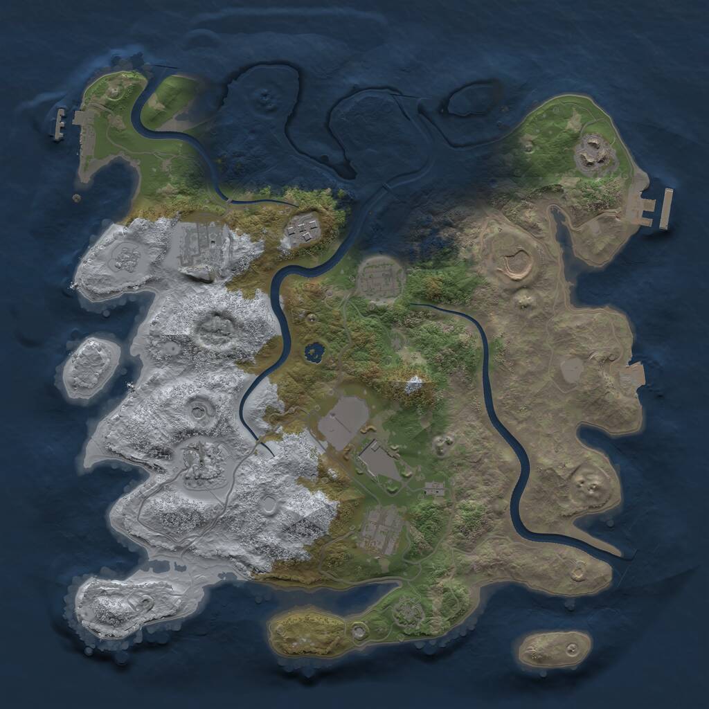 Rust Map: Procedural Map, Size: 3500, Seed: 65841, 14 Monuments
