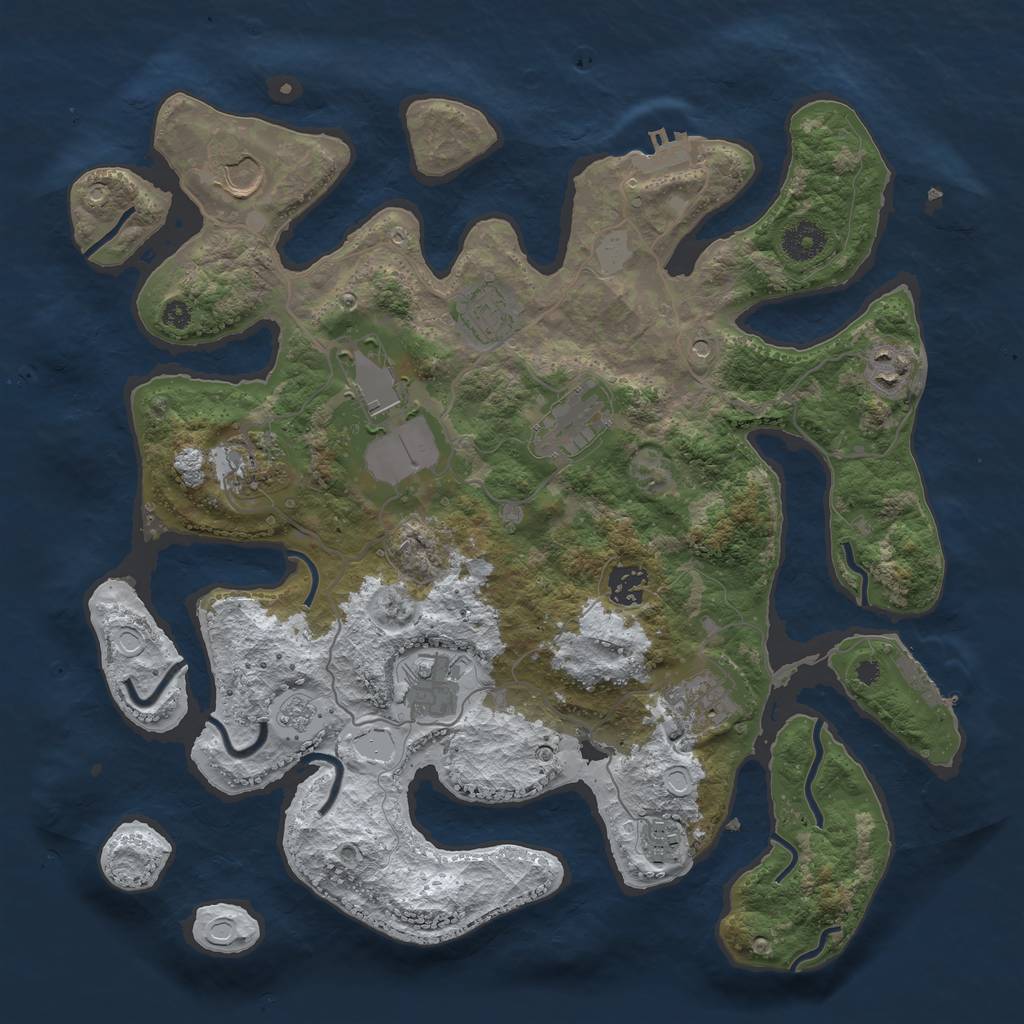 Rust Map: Procedural Map, Size: 3700, Seed: 665273002, 19 Monuments