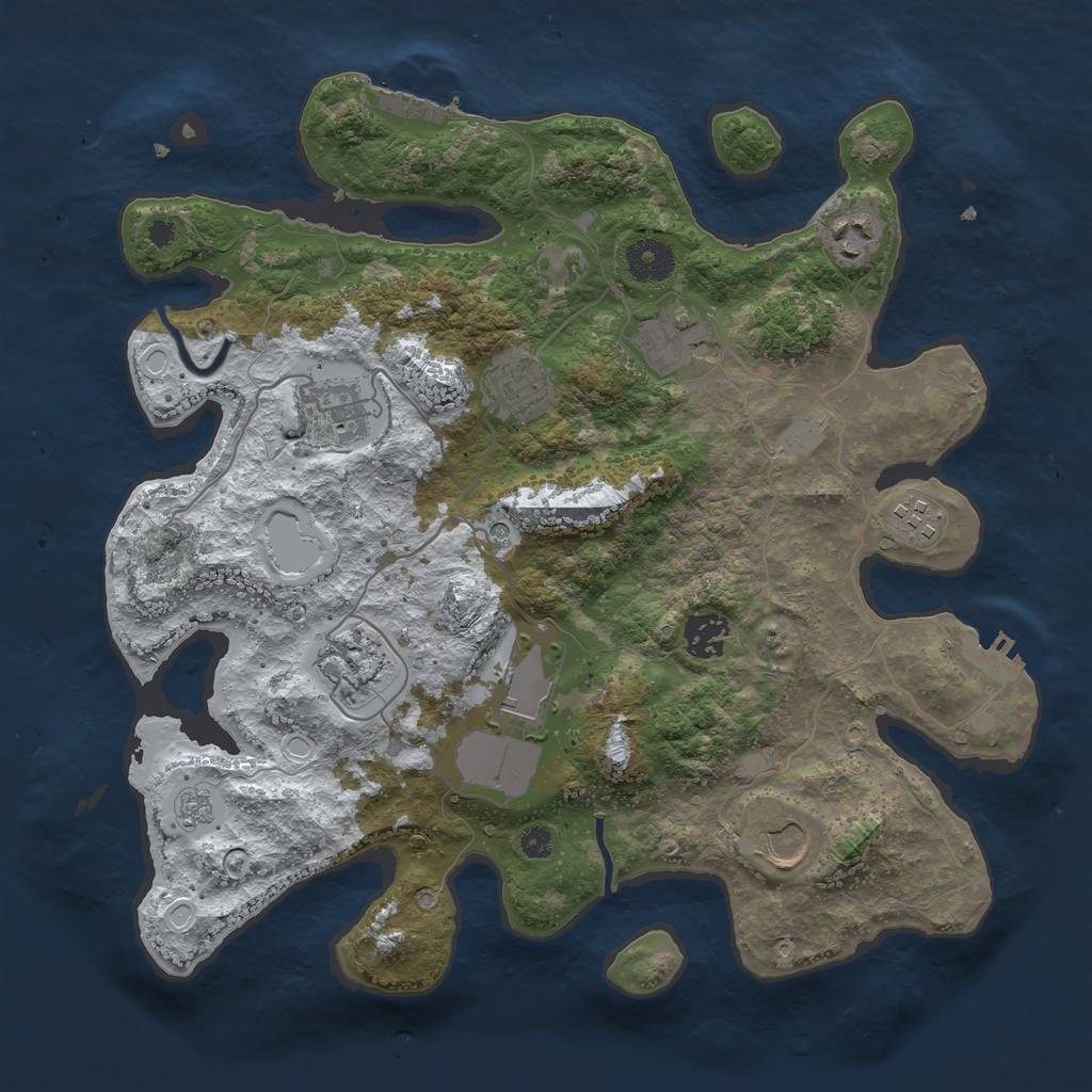 Rust Map: Procedural Map, Size: 3550, Seed: 546869, 18 Monuments