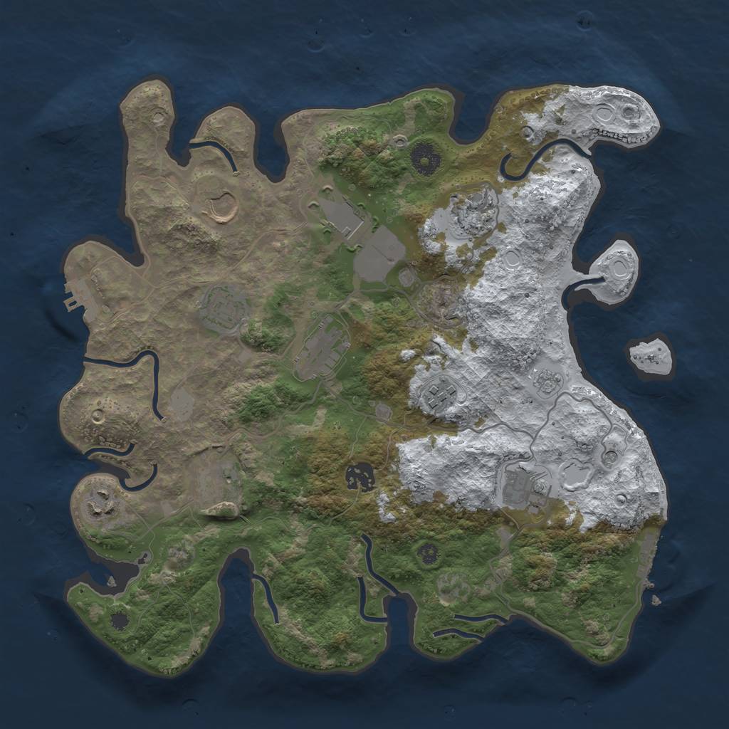 Rust Map: Procedural Map, Size: 3550, Seed: 395858, 19 Monuments