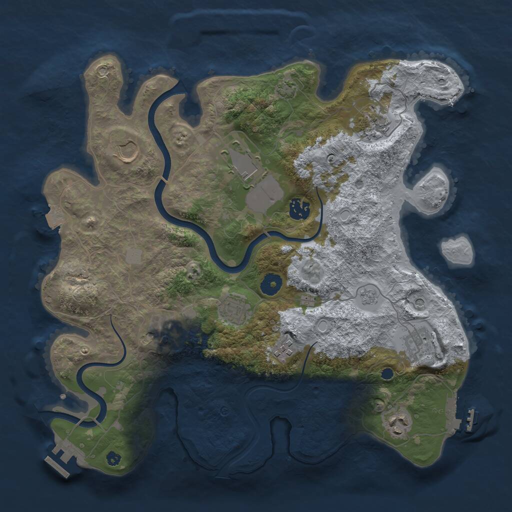 Rust Map: Procedural Map, Size: 3550, Seed: 395858, 15 Monuments